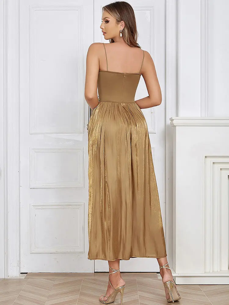 Sleeveless Ruched Maxi Dress