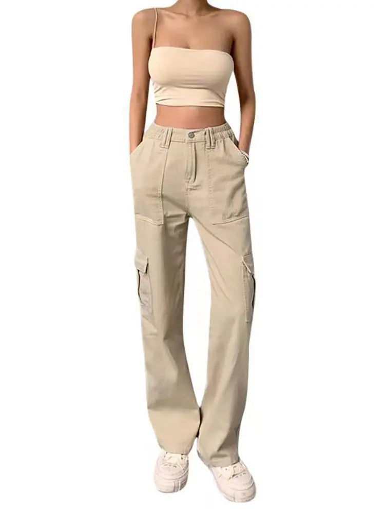 Pantalon cargo slim taille haute