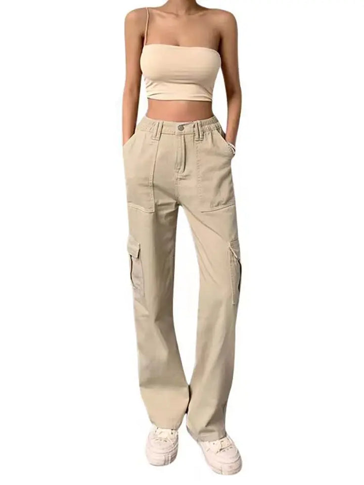 High-Waist Slim Cargo Pants