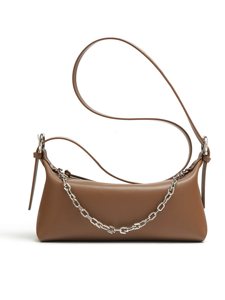 Missy Longuette Leather Shoulder and Crossbody Bag With Chain