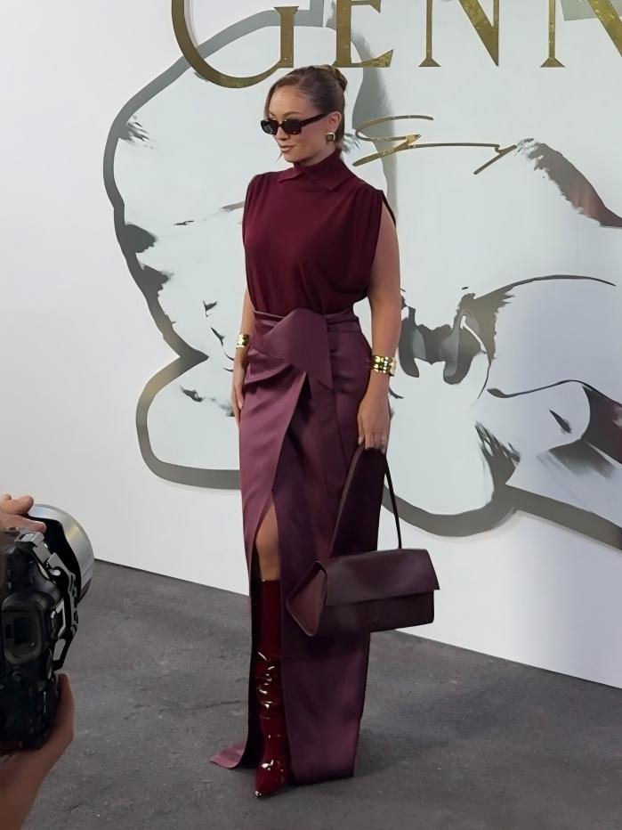 Merlot Knit Top Satin Skirt Set