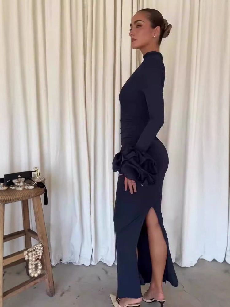 Trendy Flared Sleeve Slit Evening  Dress