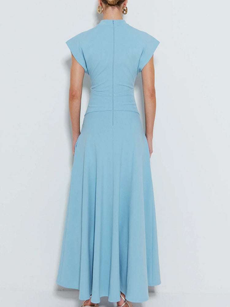 Round Neck Short Sleeve Maxi Dress