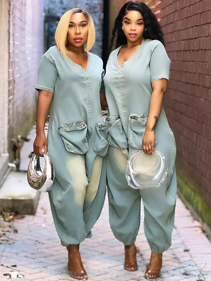 Retro Loose Jumpsuit with Pockets