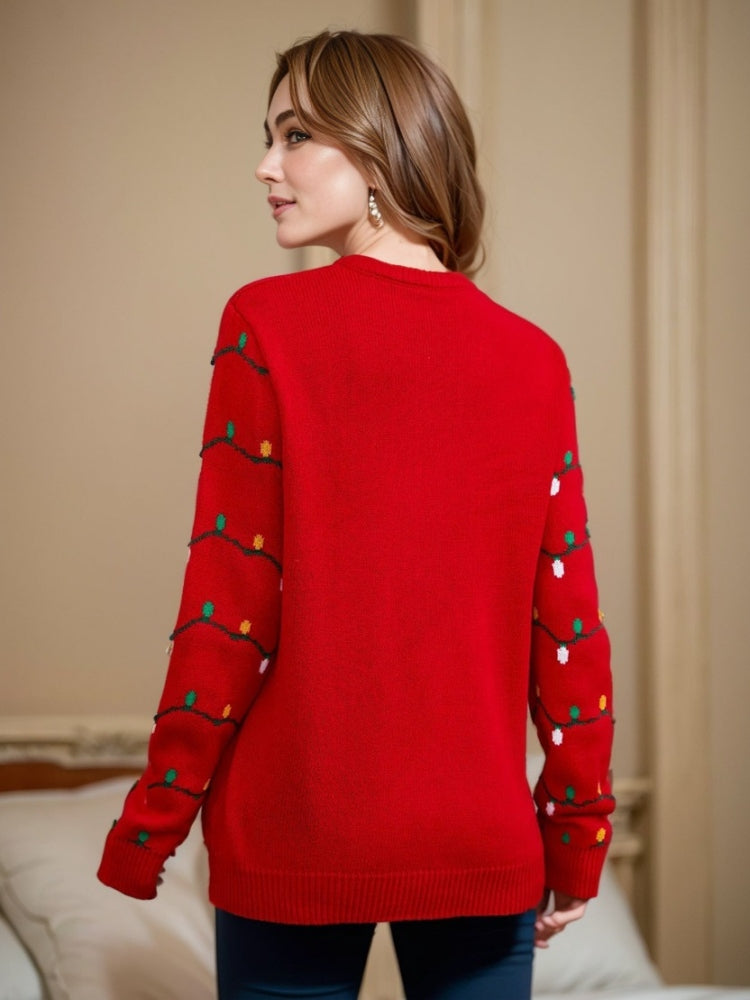 Pull en tricot avec sapin de Noël brodé