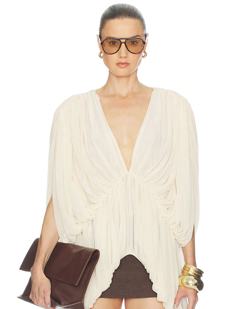 Ivory Draped Chiffon Top