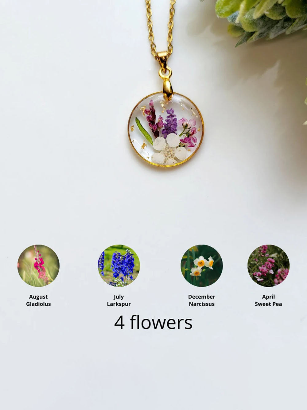 Κολιέ λουλουδιών από ρετσίνι - χειροποίητο μπουκέτο λουλουδιών γέννησης