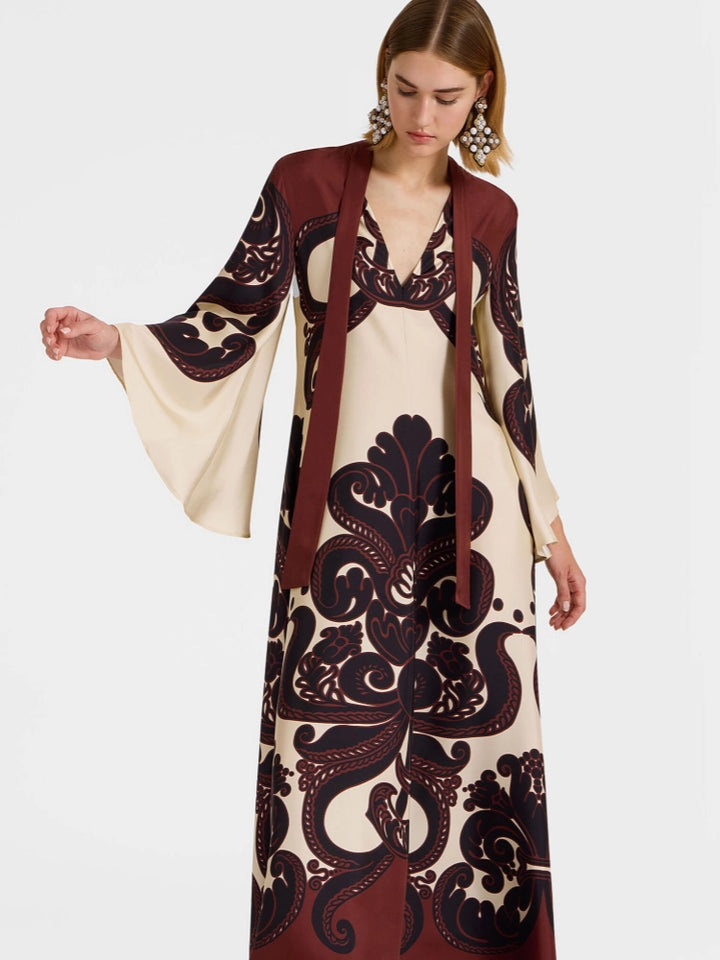 Grenadilla Print Satin Dress