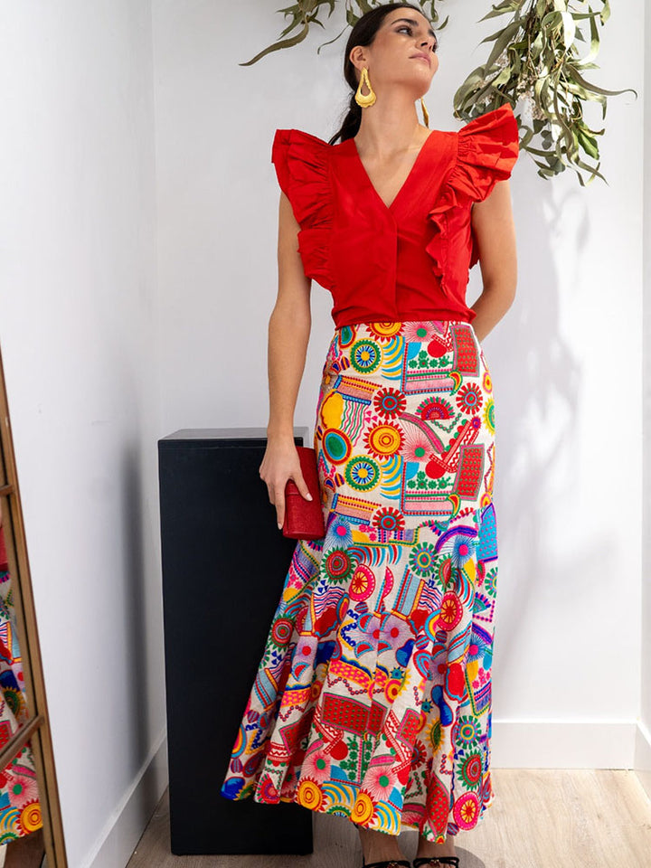 Vibrant Printed A-Line Skirt