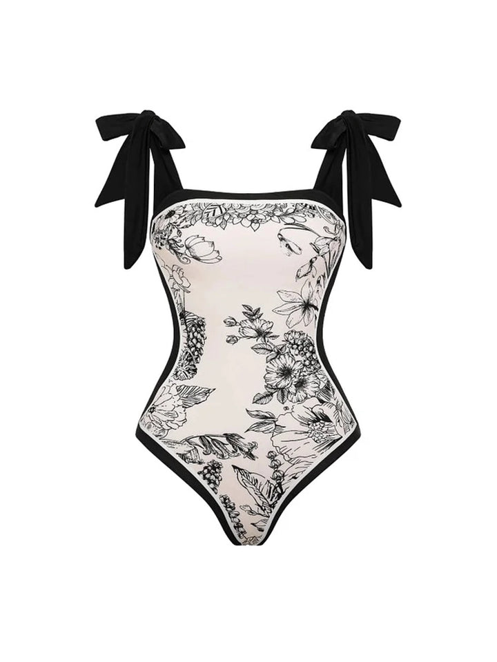 Reversible Vintage Print One Piece Swimsuit