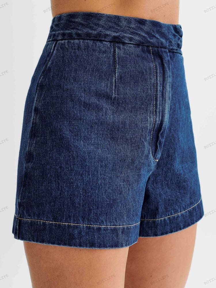 Denim shorts met knoopjes