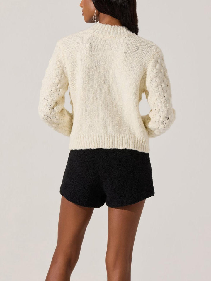 Bow Tie Textured Cardigan at Mid Rise Sequin Skort