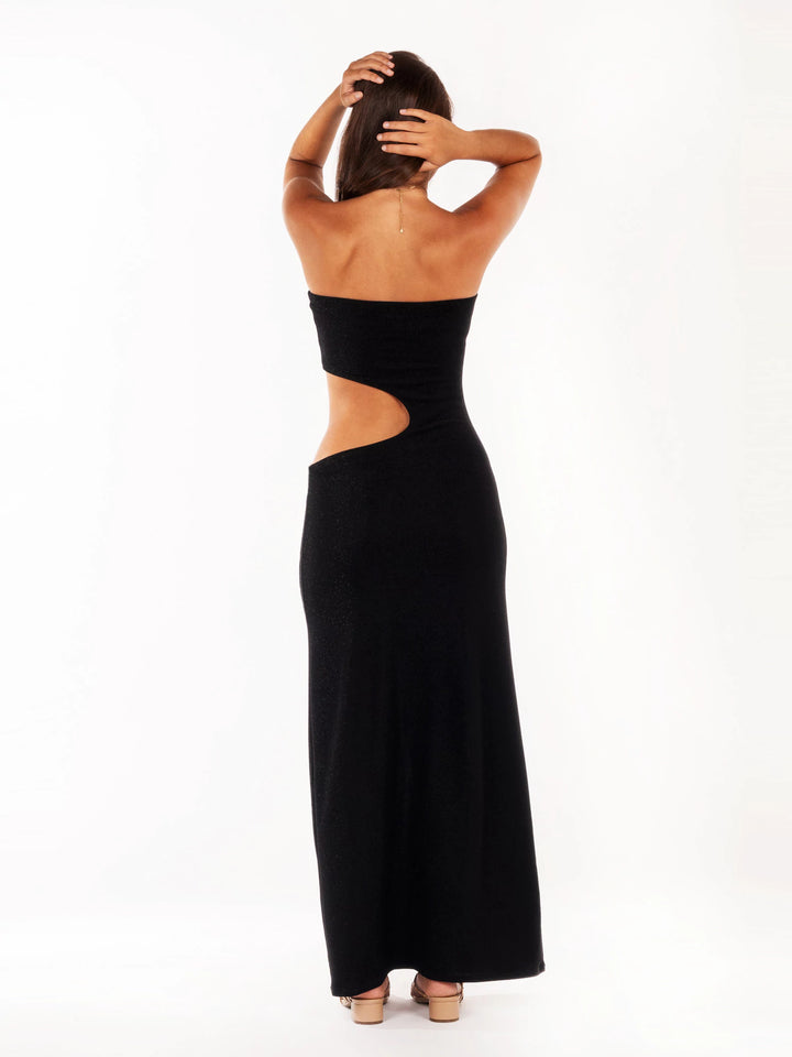 Shimmering Cut-Out Sleeveless Maxi Dress