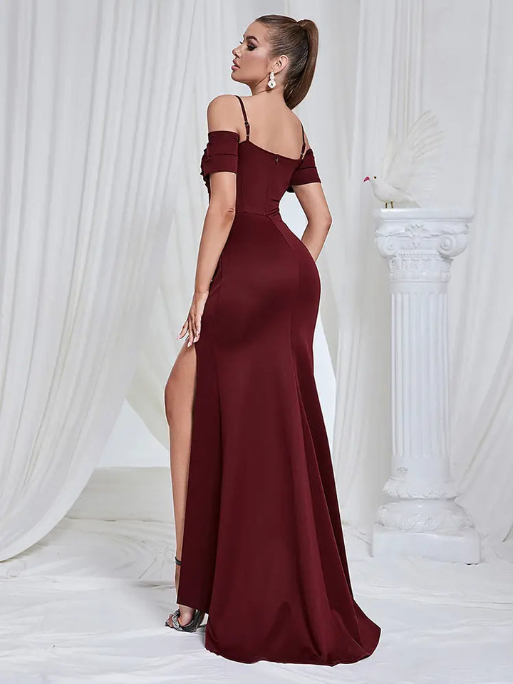 Sexy Strapless Cutout Split Jurk