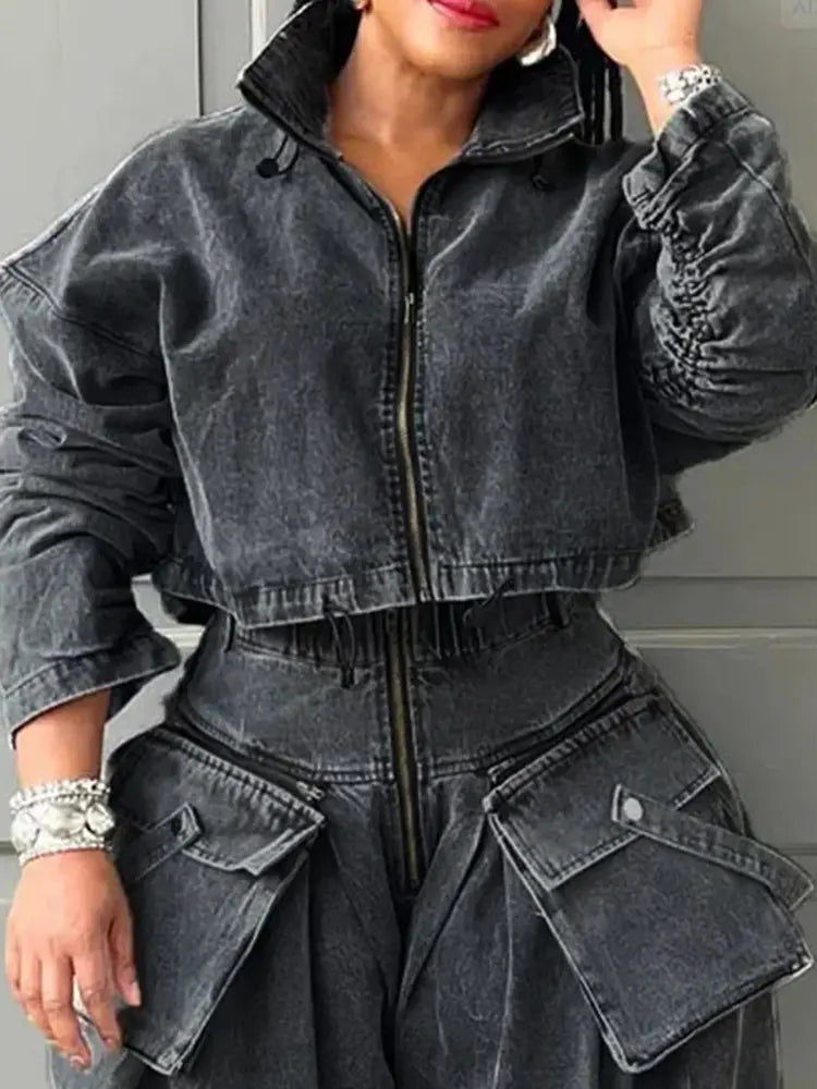 Veste en jean utilitaire chic