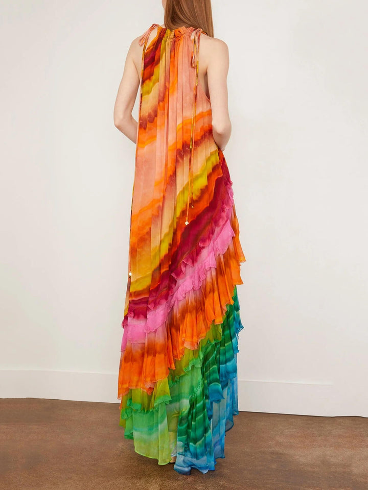 Iris Ruffle Gown in Multi