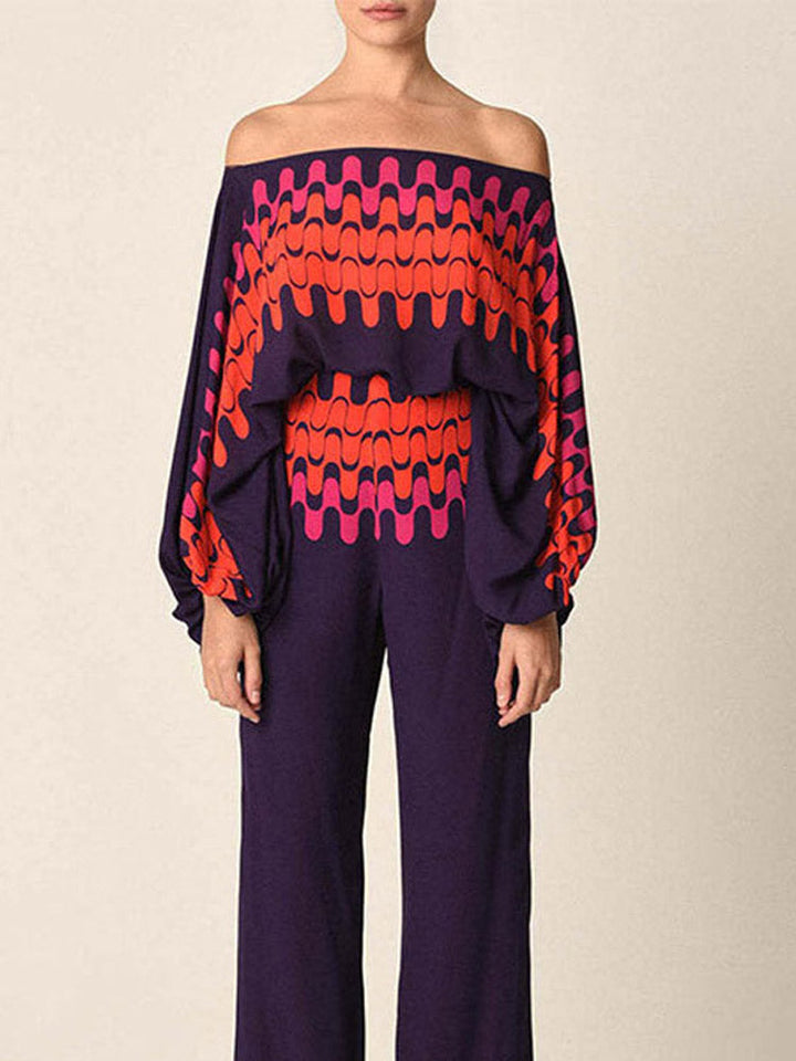 Abstract Waves Two-Piece Set - Purple