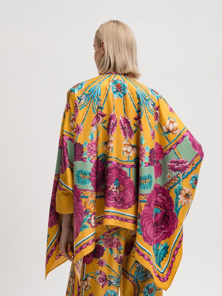 Moderne asymmetrisk print top og bukser sæt