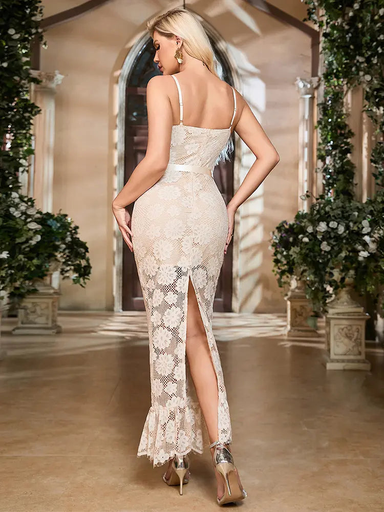 Robe en dentelle florale découpée sexy