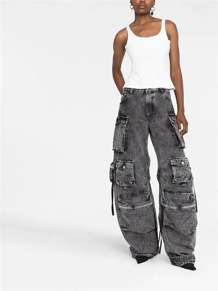 Pantalones cargo de mezclilla estilo urbano