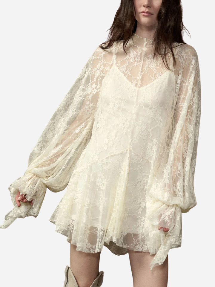 Floral Lace Layered Mini Dress