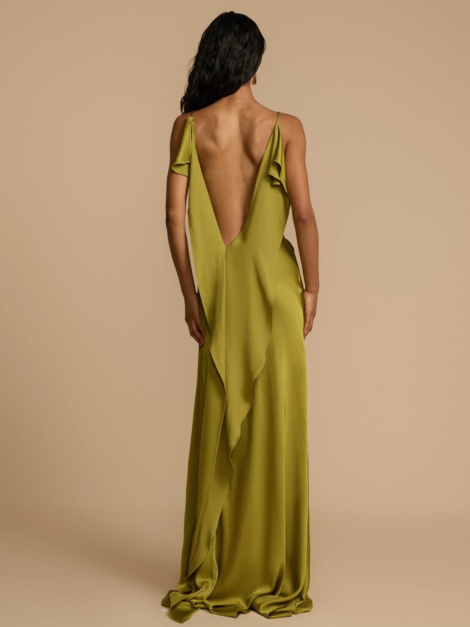 Sexy Slit Women One Shoulder Soft Satin Pleat Beading Long Evening Party Maxi Dress