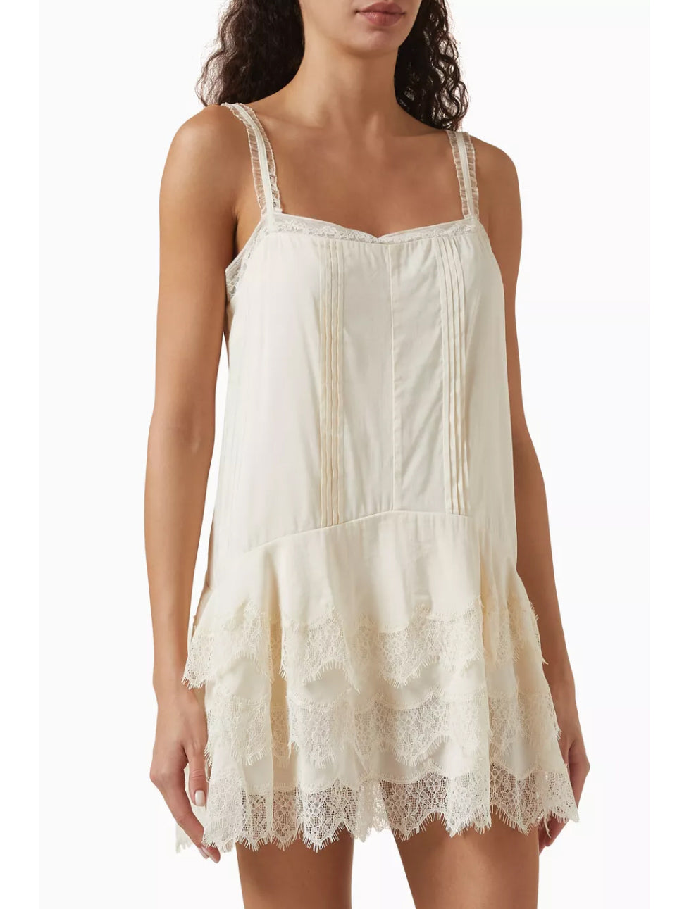 Lace Whispers Ivory Cami Mini Dress