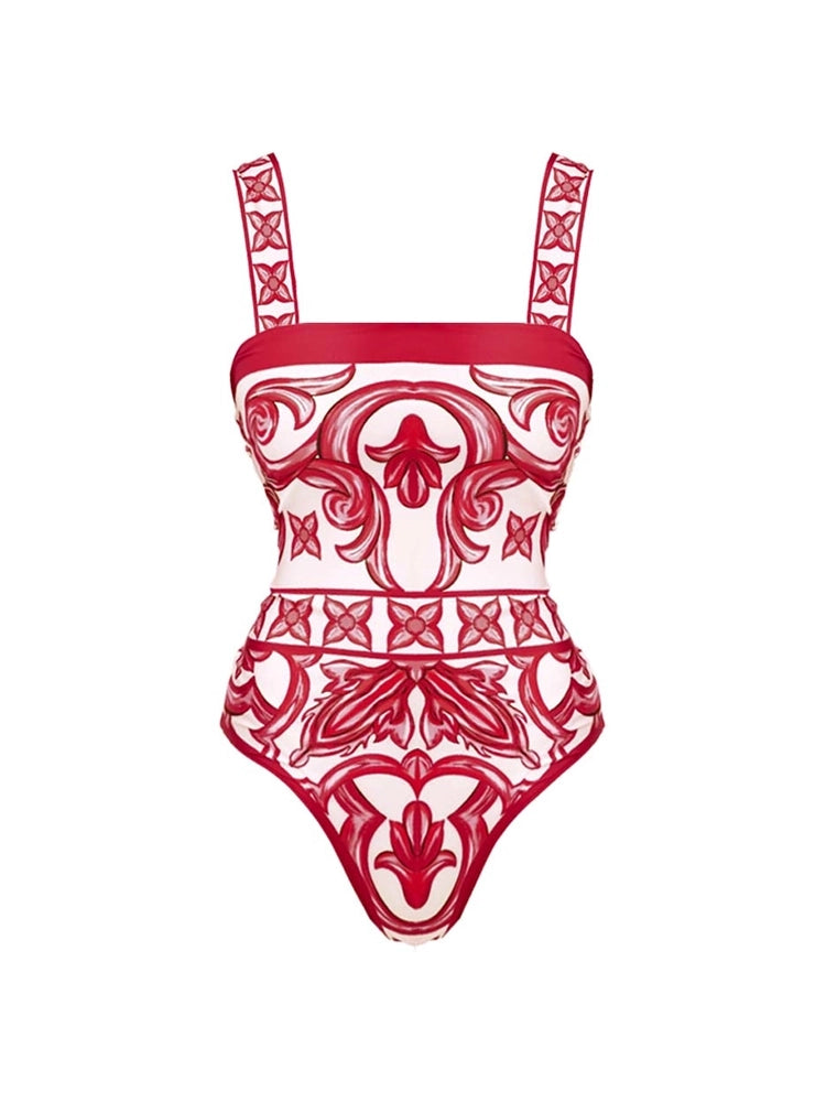 Ensemble maillot de bain une pièce à imprimé ethnique