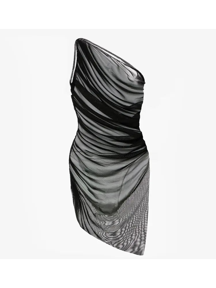 Schwarzer Mesh-Einteiler Badeanzug Set