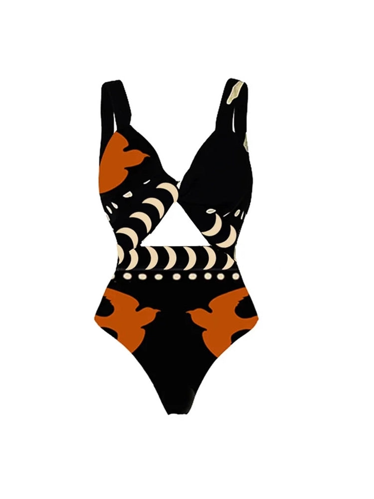 Bedrukt One Piece Badpak en Bikini Set