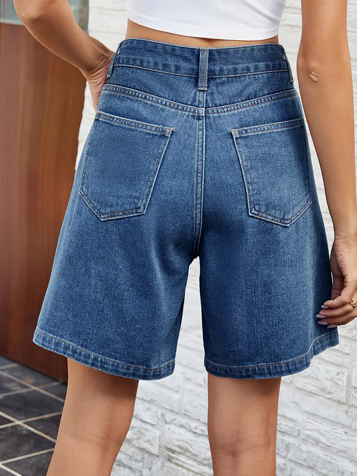 Denim Bermuda Shorts met Verstelbare Taille