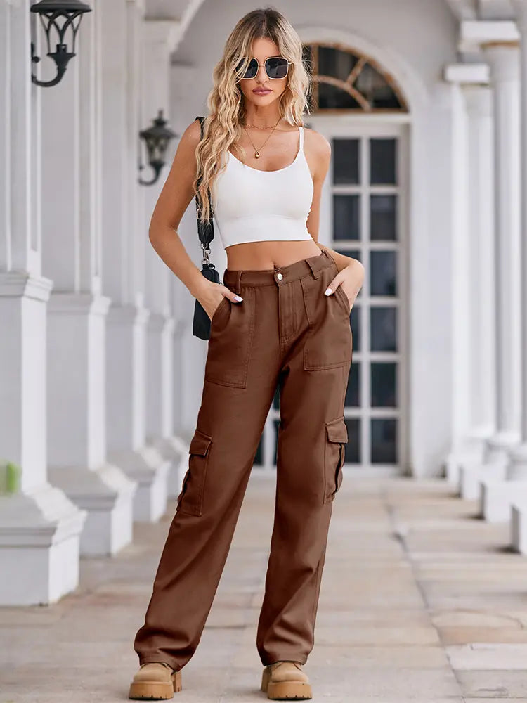 Παντελόνια Cargo με Σχοινί και Ύφασμα Denim Άνοιξης