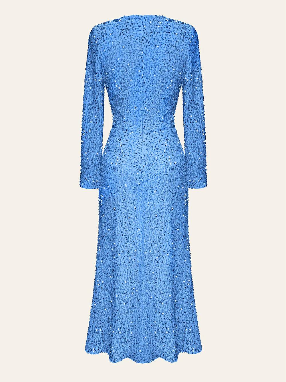 Μίντι Φόρεμα Βελούδινο Διακοσμημένο με παγιέτες σε Μπλε