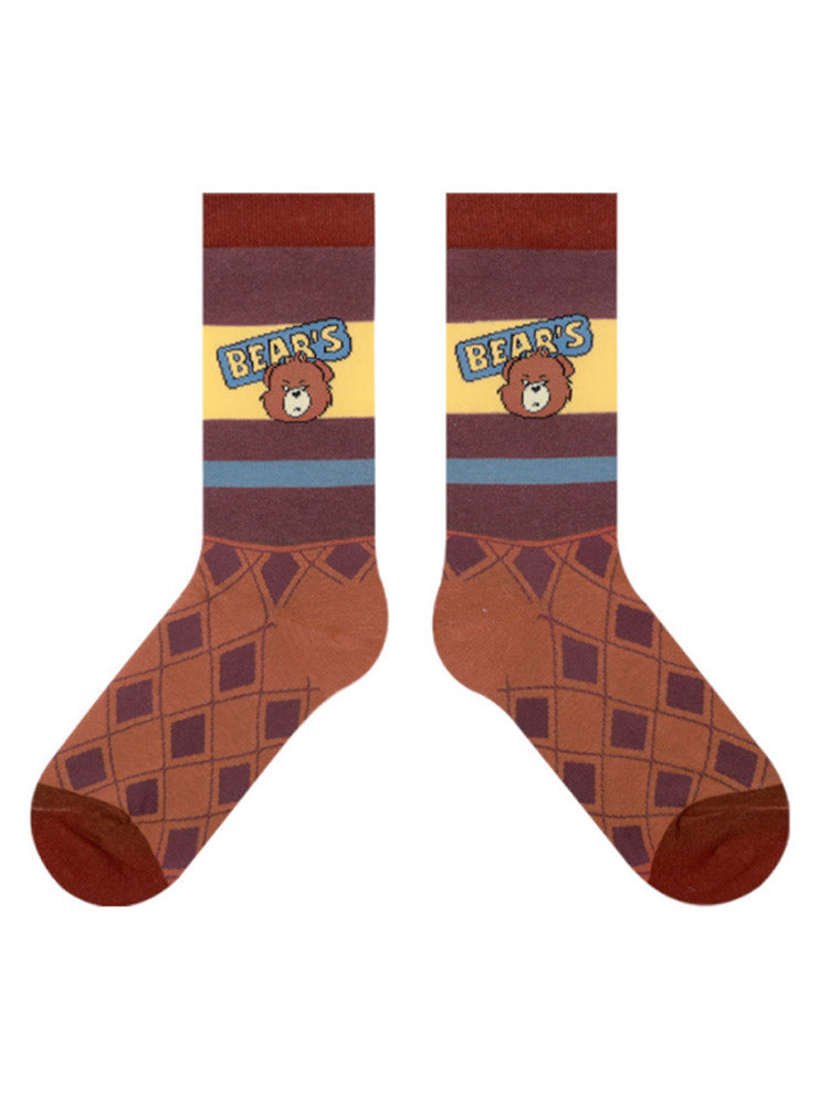 Cute Bear ριγέ βαμβακερές κάλτσες