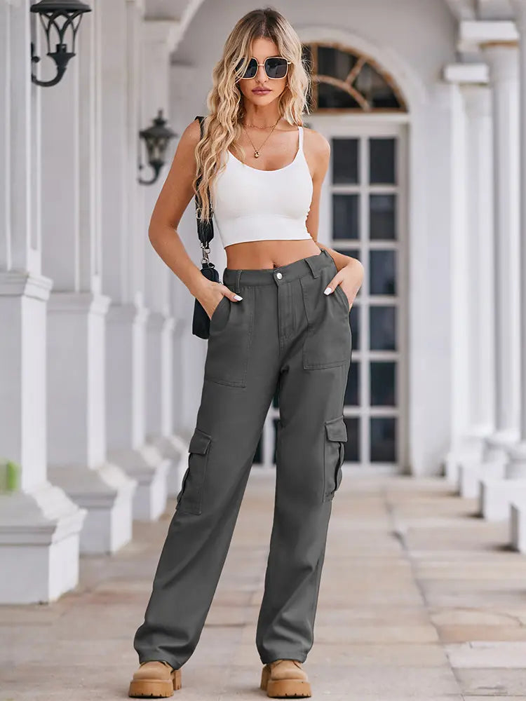 Παντελόνια Cargo με Σχοινί και Ύφασμα Denim Άνοιξης
