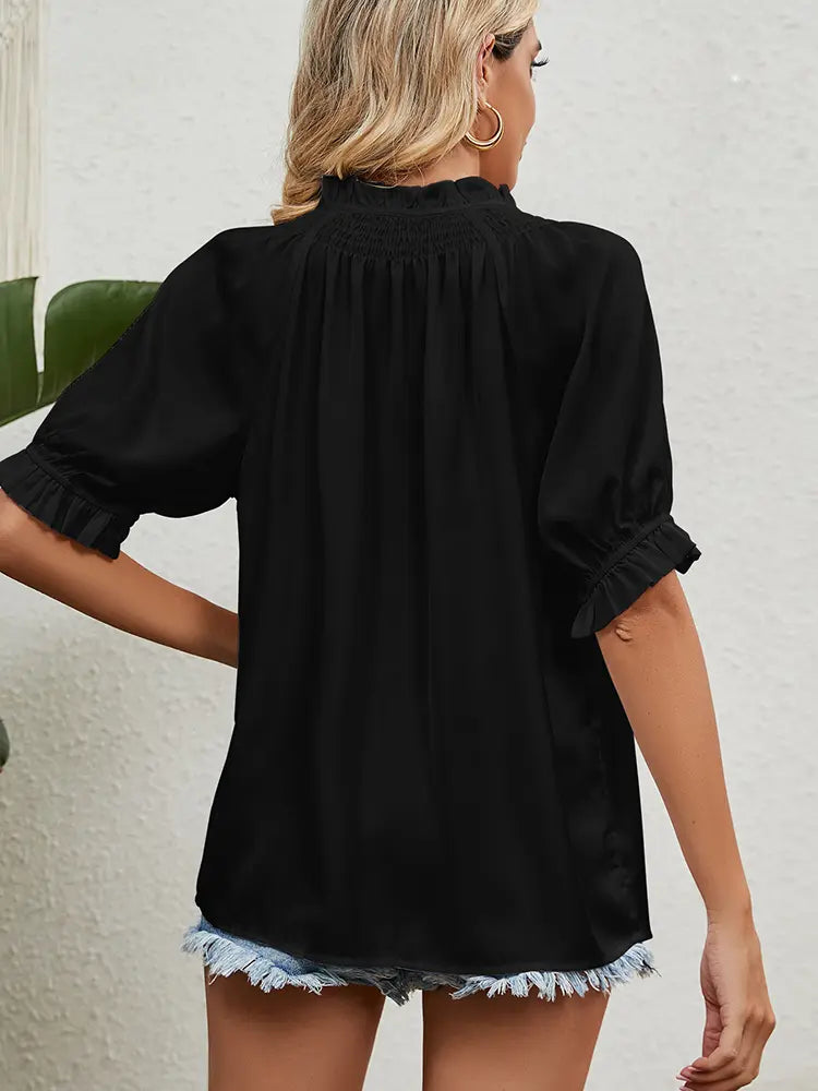 Princess Sleeve Drawstring Chiffon Top