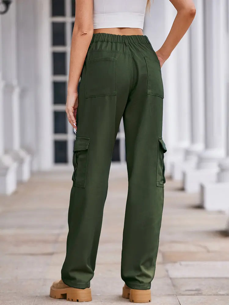 Pantalones cargo de mezclilla con cordón de primavera