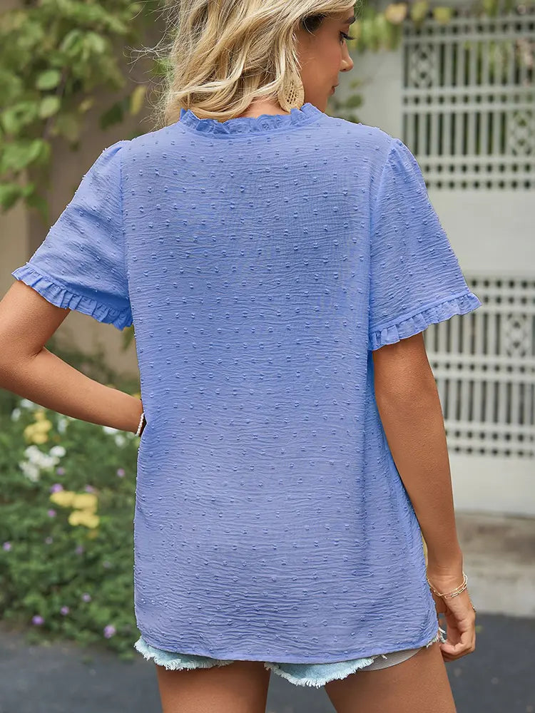 Blusa de Chiffon com Corte e Mangas Princesa Chic