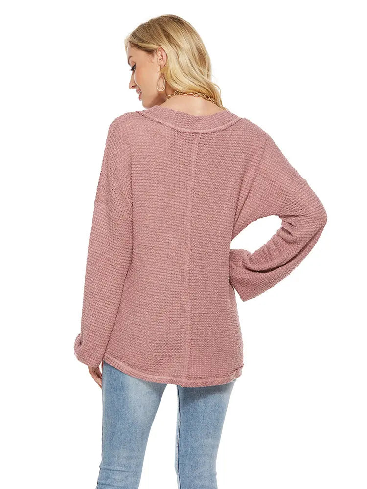 Trendy Oversized V-hals Strikket