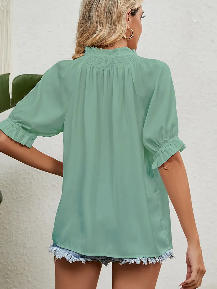 Princess Sleeve Drawstring Chiffon Top