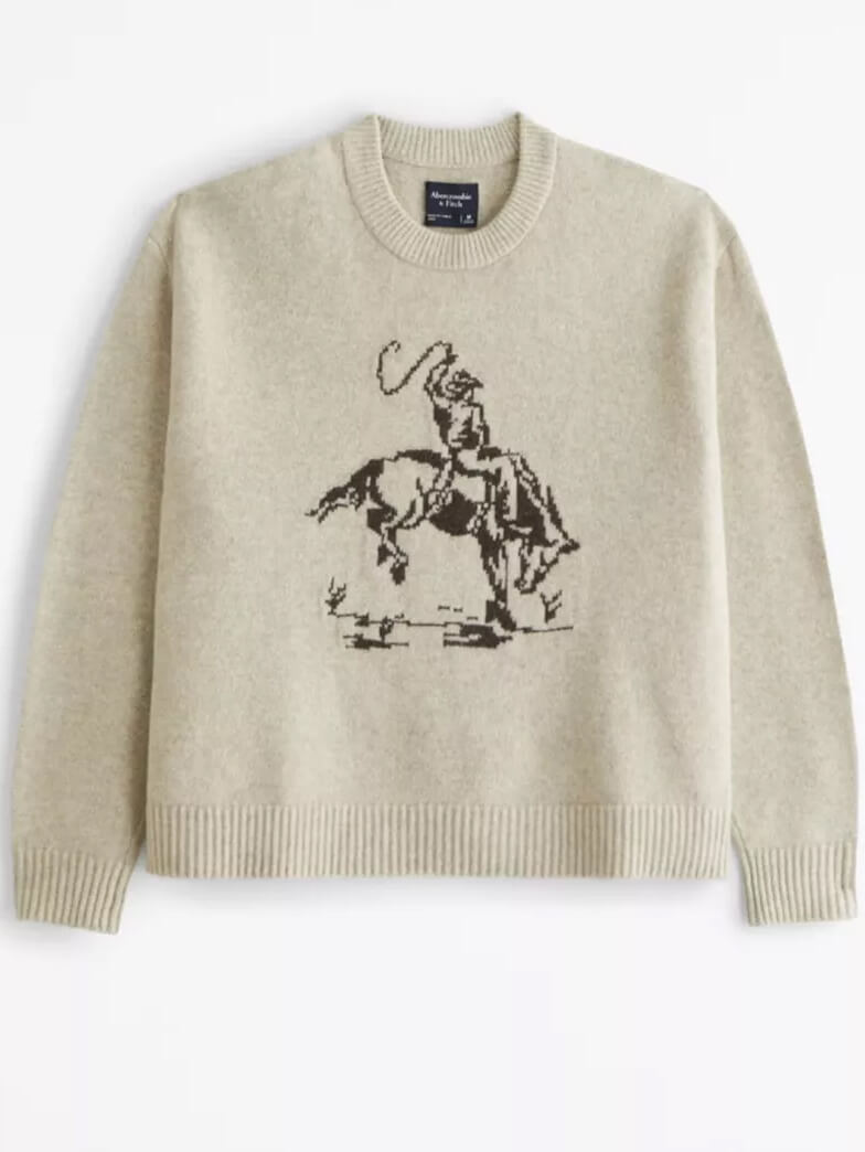 Maglione girocollo con grafica da cowboy