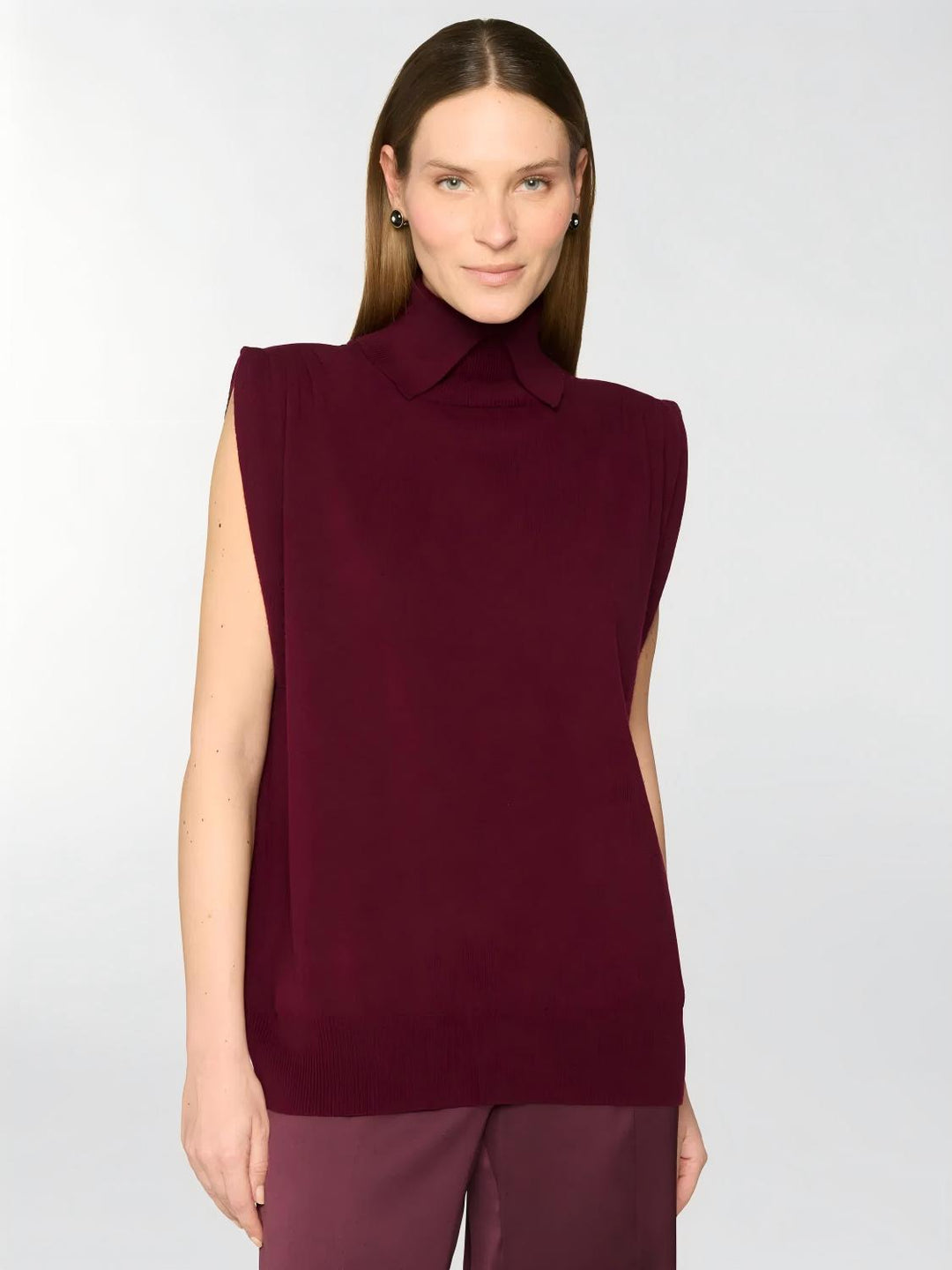 Merlot Knit Top Satin Skirt Set