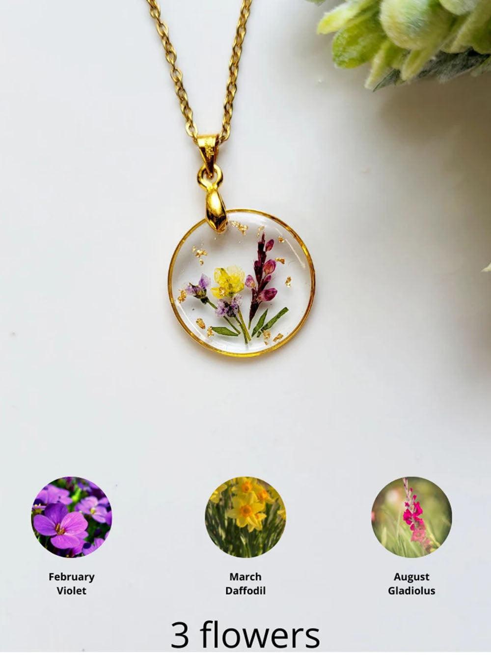 Pryskyřicové lisované květinové náhrdelníky - Ručně vyrobená kytice z narozených květin