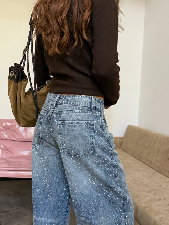 Andi Rhinestone Wide-Leg Jeans