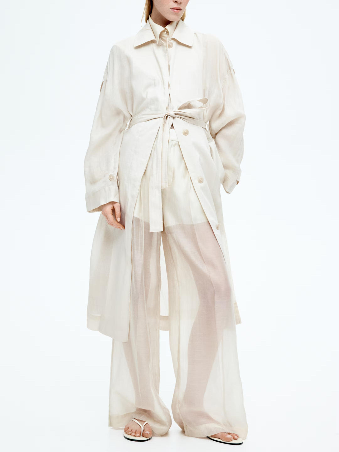 Wide-Leg Sheer Pants