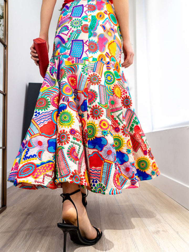 Vibrant Printed A-Line Skirt