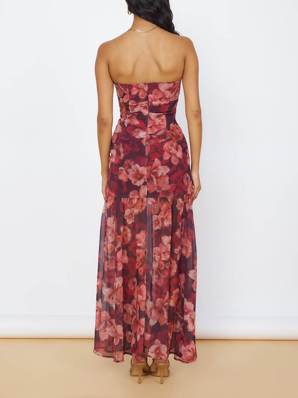 Floral Bandeau Slit Maxikjole