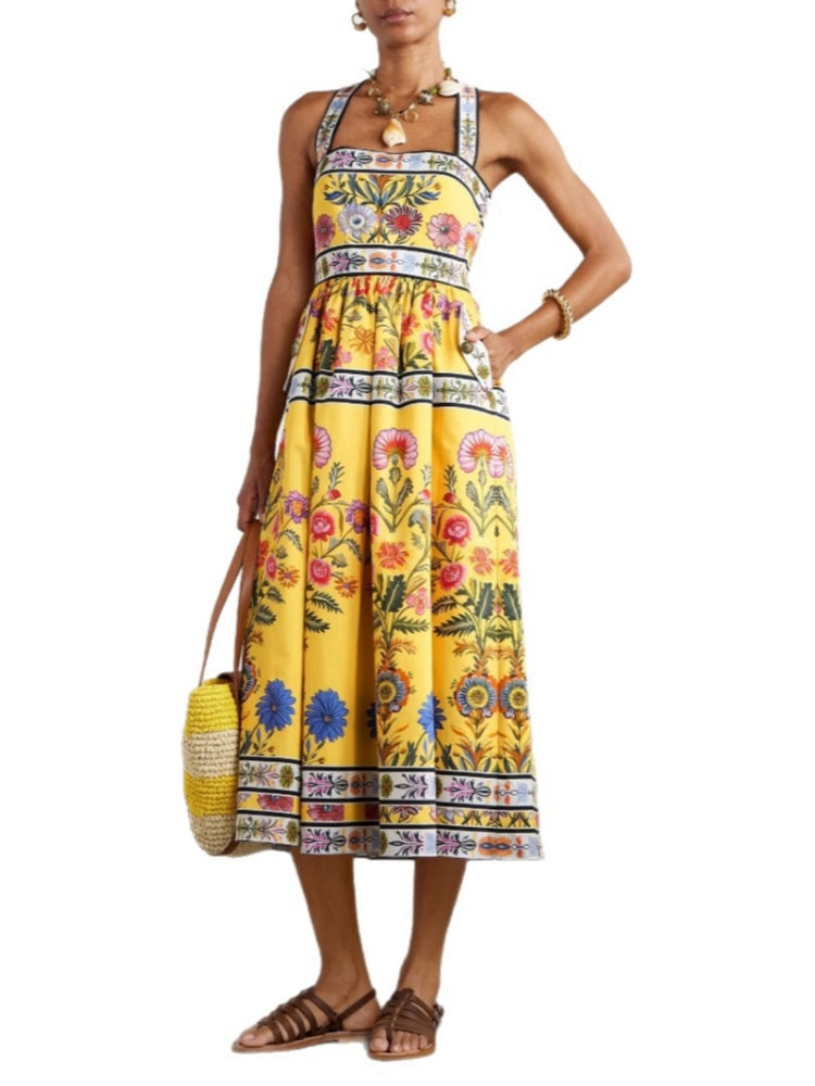 Vestido midi casual sin tirantes