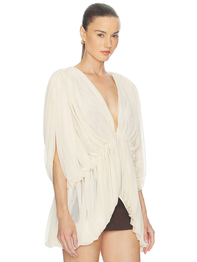 Ivory Draped Chiffon Top