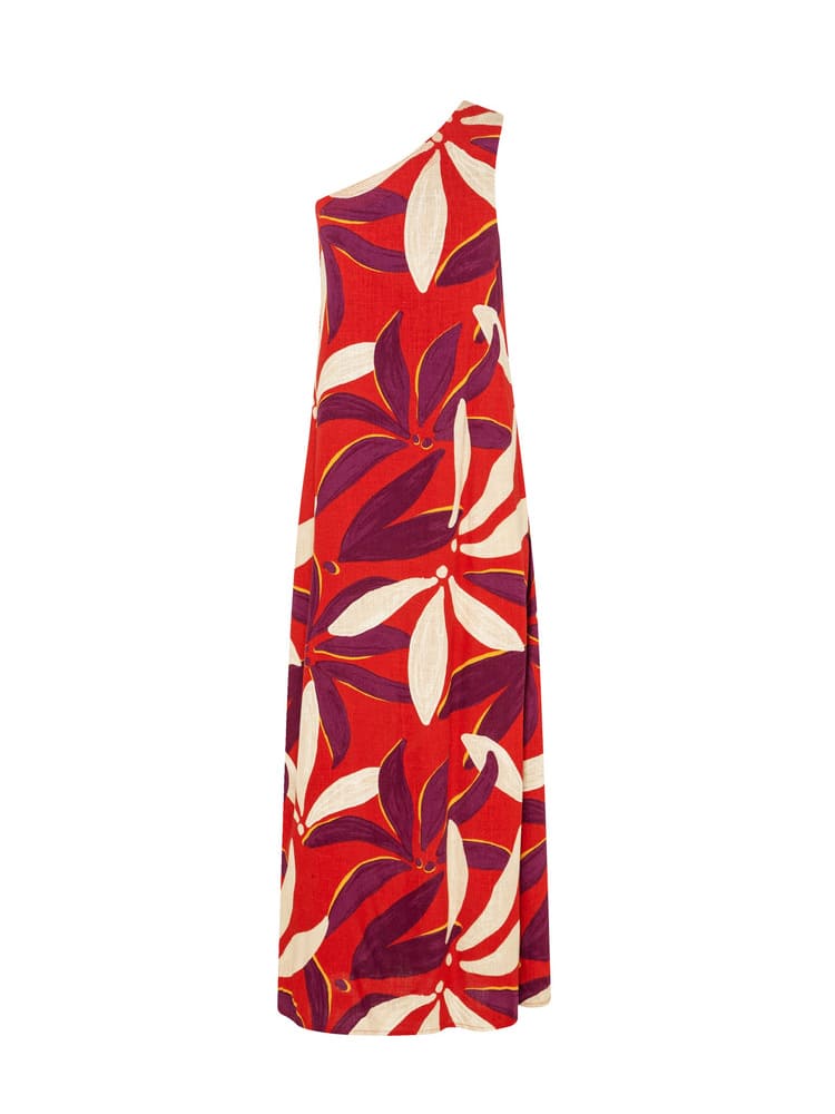 Sukienka maxi na jedno ramię, wiązana na ramieniu, w kolorze Palma